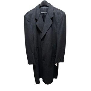 GGG Clothes Overcoat Mens 42L Gray Wool Cashmere Blend Single Breasted Trench